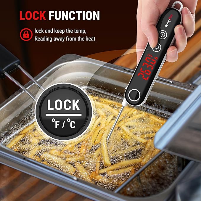 TempPro TP18 Instant Read Meat Thermometer Digital with Thermocouple Sensor, Cooking Food Thermometer for Grill, Smoker, BBQ, Oil Deep Frying, Candy, Kitchen Thermometer (Previously ThermoPro)