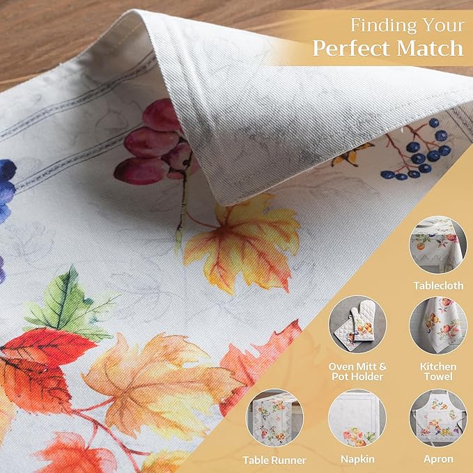 Maison d' Hermine Placemats Set of 4 100% Cotton Washable Cloth Place Mats, Reusable Table Mats for Thanksgiving Christmas Decorations Kitchen Dining Party Wedding (Fruit D'Hiver, 13" x 19")