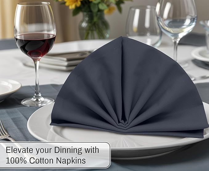 Ruvanti Cloth Napkins Set of 12, 18x18 Inches, 100% Cotton, Washable, Soft & Absorbent, Perfect for Wedding, Christmas, ‎Thanksgiving Dinners - Ombre Blue