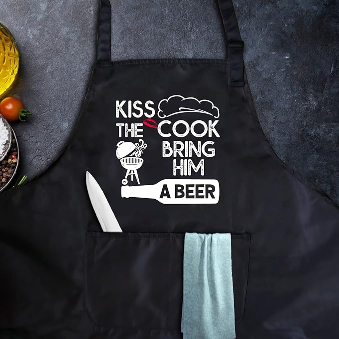 Funny apron for men Adjustable Waterproof with Pockets for Cooking Baking BBQ Gift Apron for Day, Birthday Gifts
