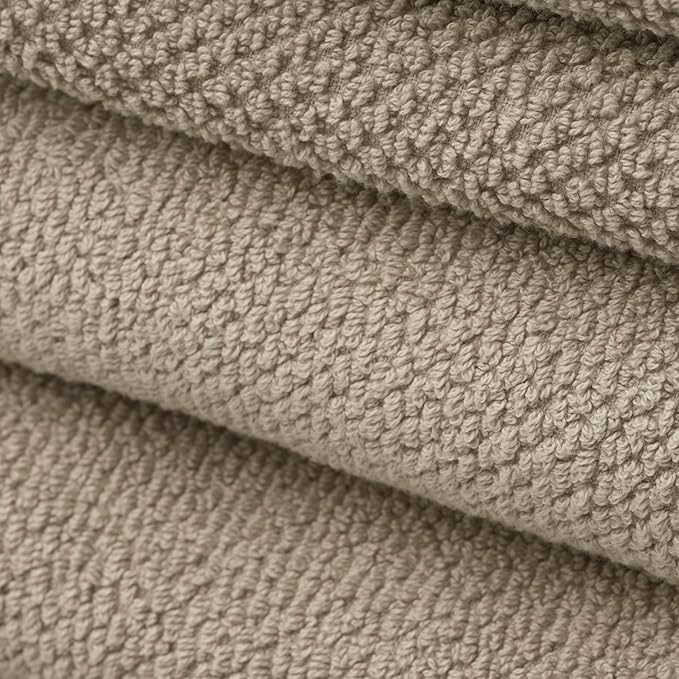Welhome Franklin 100% Cotton Popcorn Textured Towel Set - 4 Pack Bath Towels, 600 GSM, Soft & Plush, Taupe