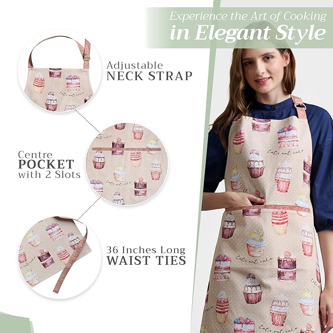 Maison d' Hermine 100% Cotton Apron for women with Pocket Kitchen Chef Apron for Men Cooking Mothers Day Gifts
