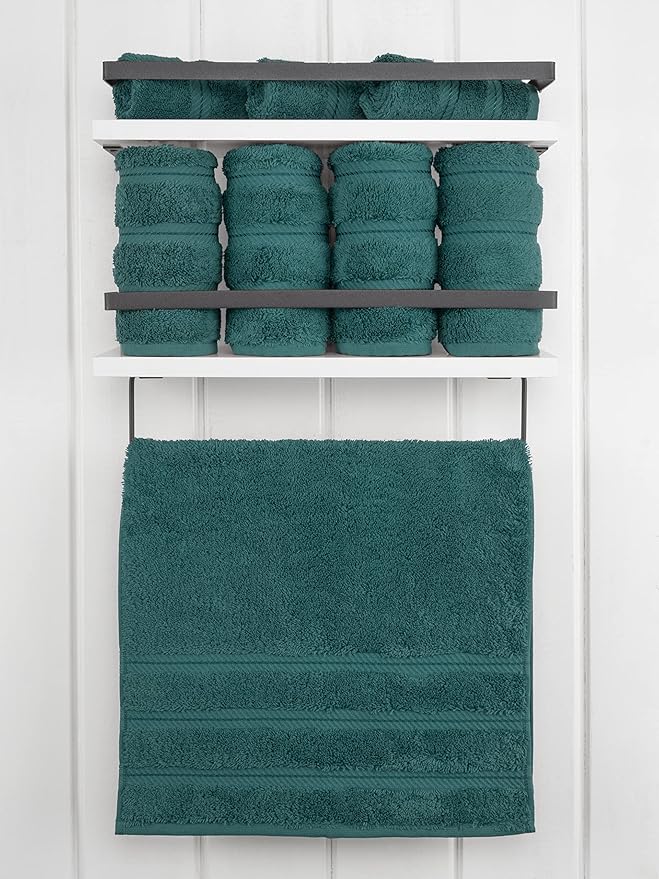 American Soft Linen Luxury Hand Towels for Bathroom, 600 GSM Heawy Weight 16x28 Size 100% Cotton Turkish 4 Piece Hand Face Towel Set, Teal Hand Towels