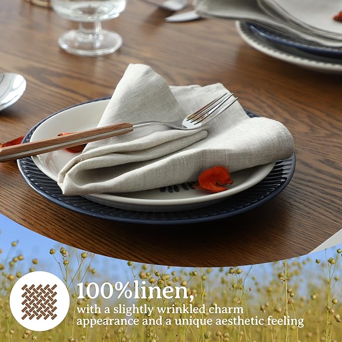 Simple&Opulence Linen Napkins Set of 6 – 100% Pure Linen Napkins for Spring, Easter, Mothers Day,Wedding, Party, Everyday Use Machine Washable and Reusable 14" x 14" Linen