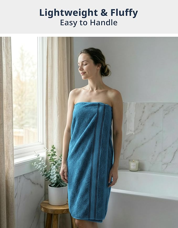 LANE LINEN 18Pc 100% Cotton Bath Towels – 6 Bath, 6 Hand Towel & 6 Washcloths, Zero Twist, Absorbent Softness for Daily Use, Perfect for Airbnb, Spa & Hotel, Machine Washable – Sea Port