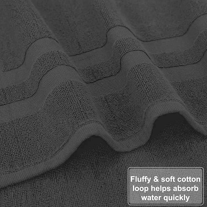 GOLD TEXTILES Premium Grey Bath Mat - 2 Pack 22x34 Inches - Not a Bathroom Rug - 100% Ring Spun Cotton - Highly Absorbent & Non Slip Shower Bathroom Floor Mat Towel - Machine Washable