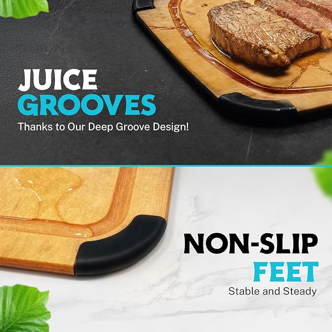Dishwasher Safe Cutting Boards for Kitchen - Set of 2 Large Composite Wood Cutting Boards with Juice Groove, Non-Slip Feet & Lightweight Eco-Friendly Design 14.5" x 11" and 11.7" x 9.3"