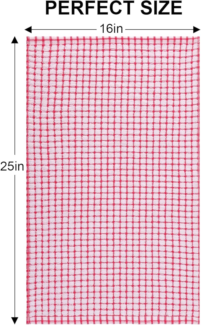 Kitinjoy Cotton 12 Pack Terry Kitchen Towels, 16 x 25 Inches Super Soft and Absorbent Dish Towels, Quick Drying Hand Towels for Kitchen Drying, Red