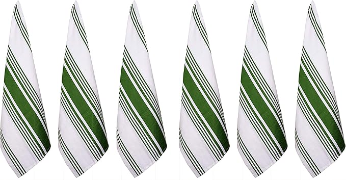 Urban Villa Kitchen Towels 100% Cotton Dish Towels for Kitchen (Set of 6)20”x30” Dish Cloths Highly Absorbent Kitchen Linen Set with Hanging Loop Perfect for Drying Dishes Cleaning Towels-Green White