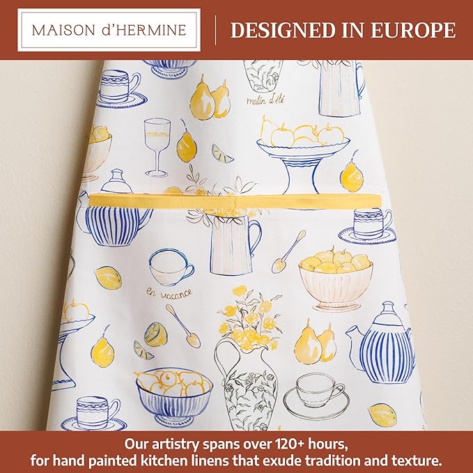 Maison d' Hermine 100% Cotton Apron for women with Pocket Kitchen Chef Apron for Men Cooking Mothers Day Gifts