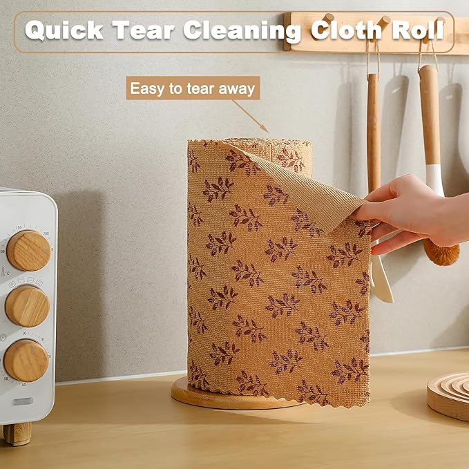 Microfiber Cleaning Cloth Roll,80 Pack Cleaning Towels,Lint Free Rags Paper Towels & Tear Away Reusable Towels,Washable Shop Rags Floral Wipe Cloth,Wash Cloths Dish Rags for Car Kitchen Window