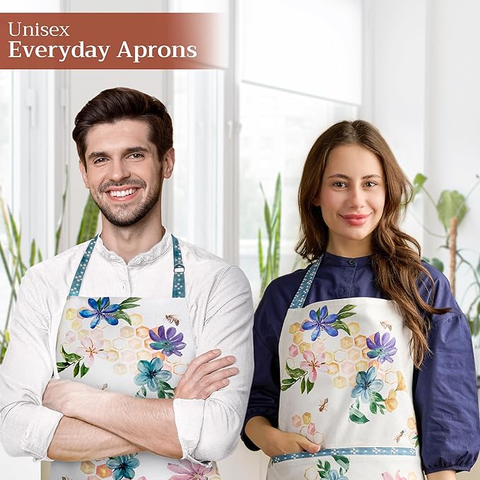 Maison d' Hermine 100% Cotton Apron for women with Pocket Kitchen Chef Apron for Men Cooking Mothers Day Gifts