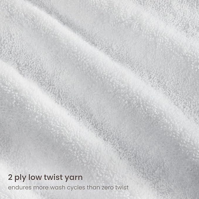 BIOWEAVES 100% Organic Cotton 700 GSM Plush Washcloths 13" x 13" GOTS Certified - White, Pack of 12