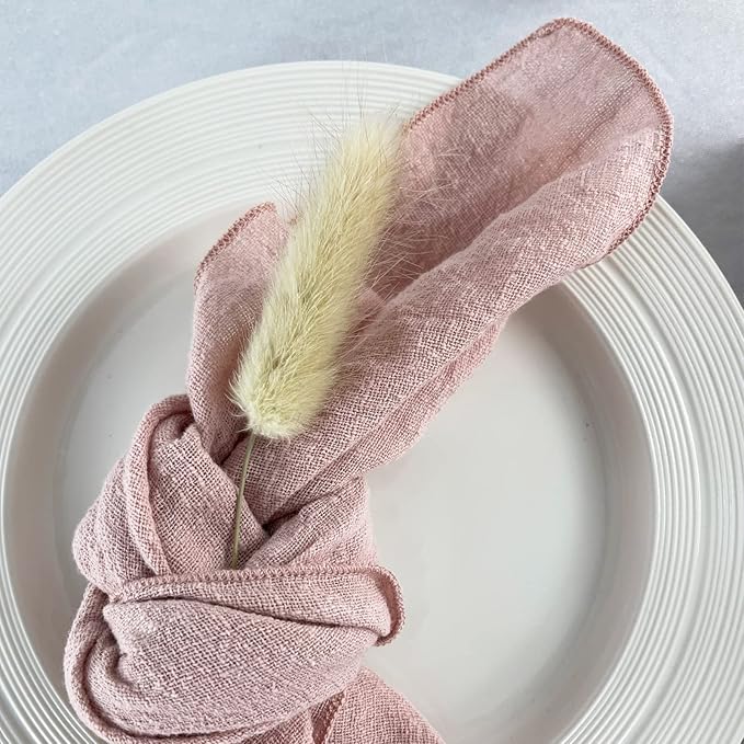 EHLDekol Gauze Cloth Napkins 6 Pack 16x16 Inches 100% Natural Soft Cotton Weddings Decorative Parties Family Everyday Use Bulk Linen Dinner Napkins (Dusty Pink, 6 Pack)