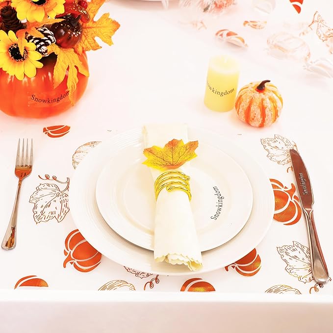 Snowkingdom Fall Orange Pumpkin Table Runner, Sequin Glitter Foil Metallic Thin Mesh Thanksgiving Runners 120", Orange Table Decorations for Seasonal Autumn Party