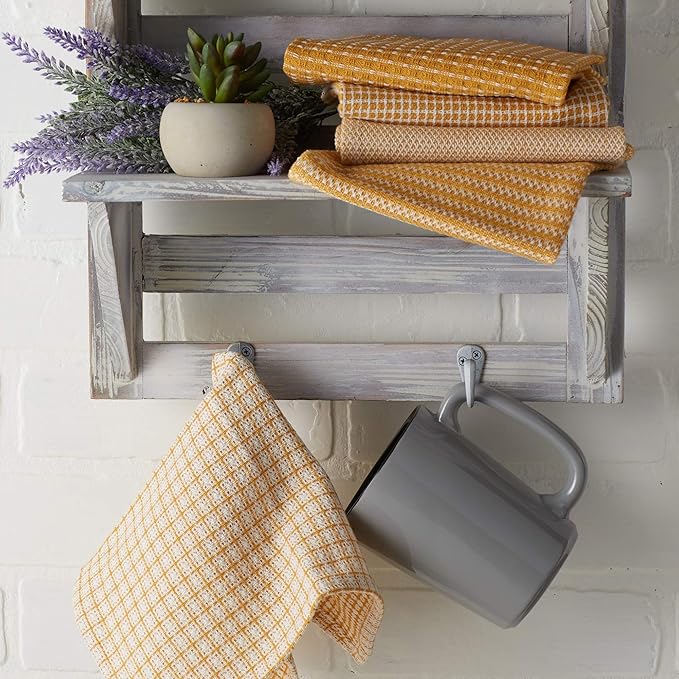 DII Everyday Kitchen Collection Assorted Dishcloth Set, 12x12, Honey Gold, 5 Count