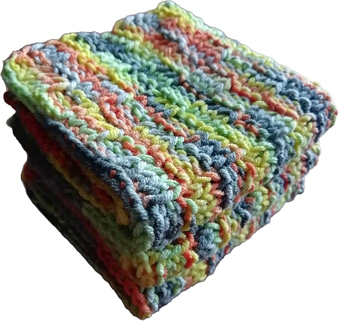Reusable Dish Cloths Set 3 Cotton Colorful Bright Kitchen Washcloths Natural Very Absorbent Clean Flap Ecology Rags