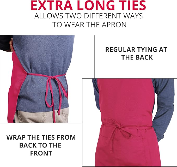 Utopia Kitchen 2 Pack Bib Apron, Adjustable with 2 Pockets, Water and Oil Resistant, Cooking Kitchen Chef Apron for Women Men