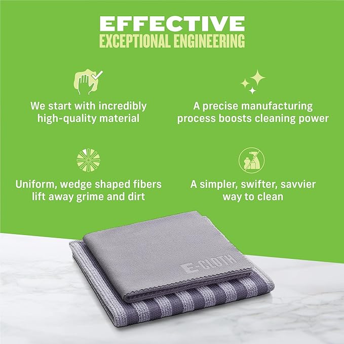 E-Cloth Stainless Steel Microfiber Cleaning Cloth Kit - Stainless Steel Cleaner for Appliances, Oven, Stove, & More - Microfiber Towels for Cars - Reusable Cloths for Cleaning
