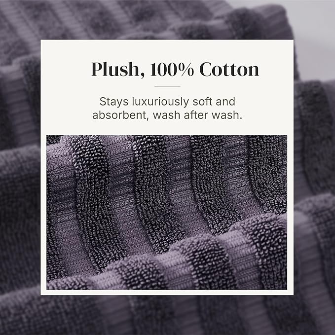 Modern Threads Natural Vine 6-Piece 100% Cotton Towel Set – Yarn Dyed Jacquard – Includes 2 Bath Towels, 2 Hand Towels, 2 Washcloths – Absorbent, Quick Dry, Soft & Durable – Purple