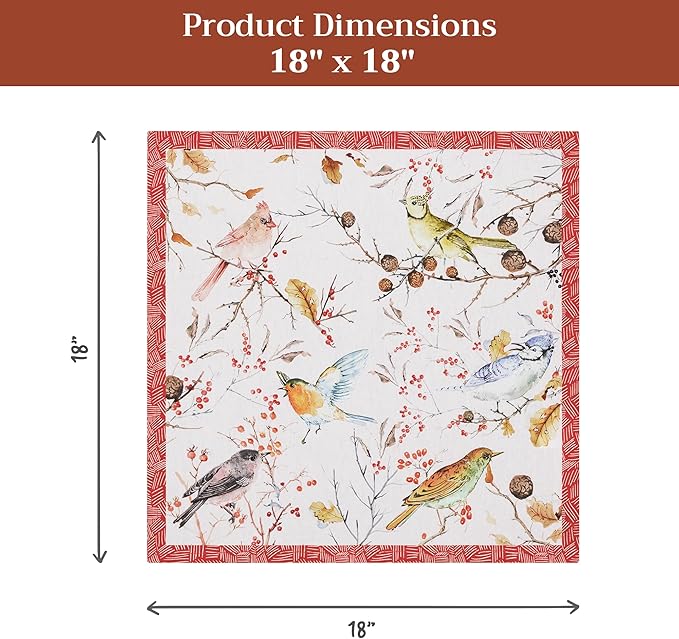Maison d' Hermine Cloth Napkins Set of 4 100% Cotton Everyday Reusable Square Napkins Cloth Washable Dinner Party Wedding Restaurant Gifts for Mothers Day Spring/Summer (Pinson, 18" x 18")