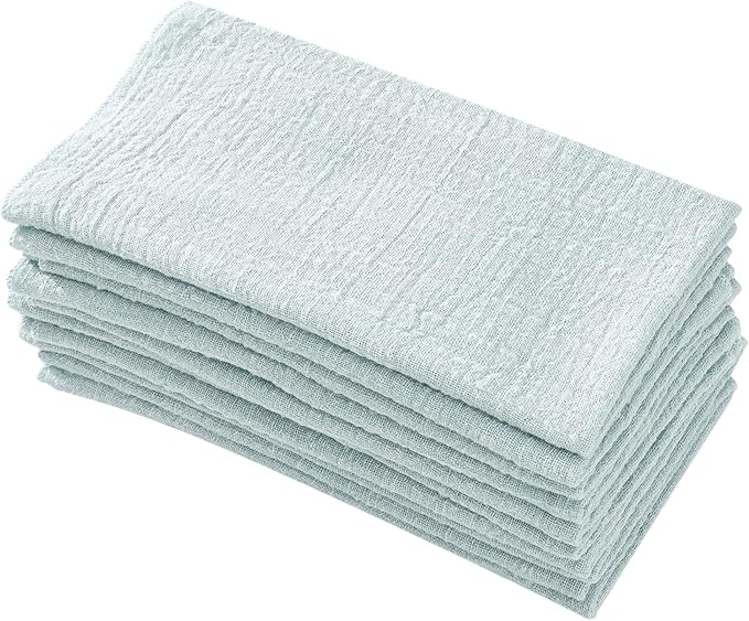Dinner Cloth Napkins 10 Pack,Green Cloth Napkin,Gauze Napkins 100% Natural Cotton,Washable Gauze Napkins Great for Weddings Decorative,Parties,Everyday Use,40 * 40cm (16 * 16inches),Light Green