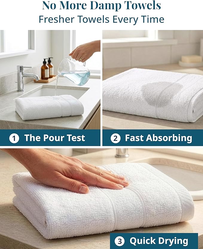 White Hand Towels for Bathroom - Pack of 4 (16"x28") 100% Cotton Hand & Face Towels - Soft, Durable, Quick Dry & Highly Absorbent, Fingertip Towel for Bathroom - Great for Gym, Salon, Spa & Family Use