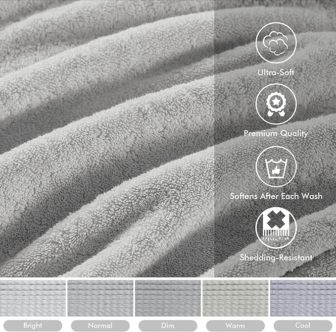 Madison Park 800GSM Bathroom Towel Set of 8 100% Cotton Bath Towel Set for Bathroom Luxurious Highly Absorbent 2 Bath Towels 2 Hand Towels 4 Washcloths Quick Dry Spa Quality Silver