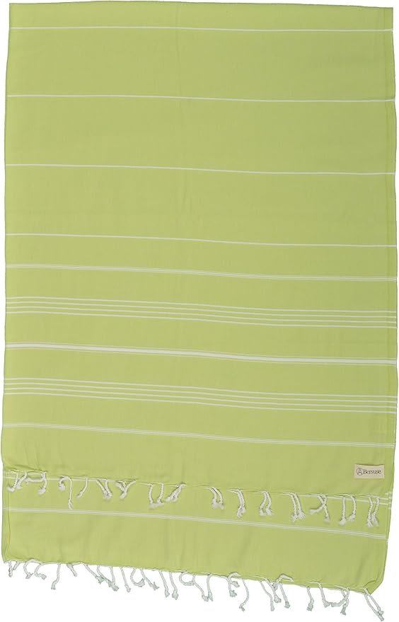 Bersuse Towels Anatolia XL Beach Blanket Throw Blanket Turkish Towel 100% Cotton Extra-Large Quick-Dry Lightweight Premium Peshtemal Towel - 61x82 Inches, Pistacho Green (Set of 6)