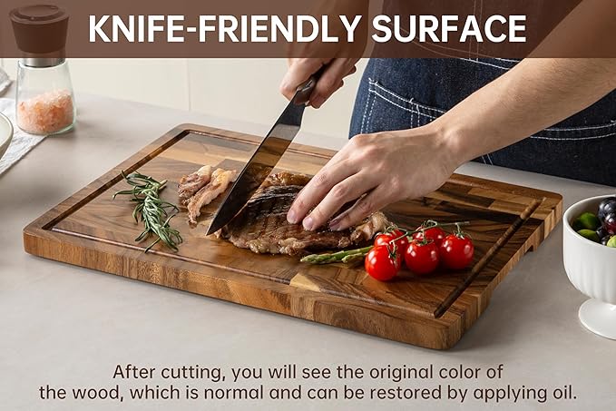 THETCHRY Walnut Cutting Boards for Kitchen, End Grain Wooden Chopping Board with Juice Groove, Charcuterie Butcher Block for Meal Prep & Serving with Gift Box, 16.5" x 11.6" x 0.8"