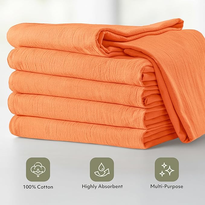 Utopia Kitchen Orange Flour Sack Towels [12 Pack - 28 x 28 Inch] 100% Cotton Tea Towels for Cleaning & Drying - Highly Absorbent Kitchen Dish Cloth
