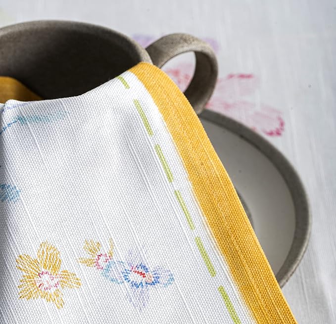 Maison d' Hermine Cloth Napkins Set of 4 100% Cotton Everyday Reusable Square Napkins Cloth Washable Dinner Wedding Restaurant Gifts for Mothers Day Spring/Summer (Paradise Island, 20" x 20")