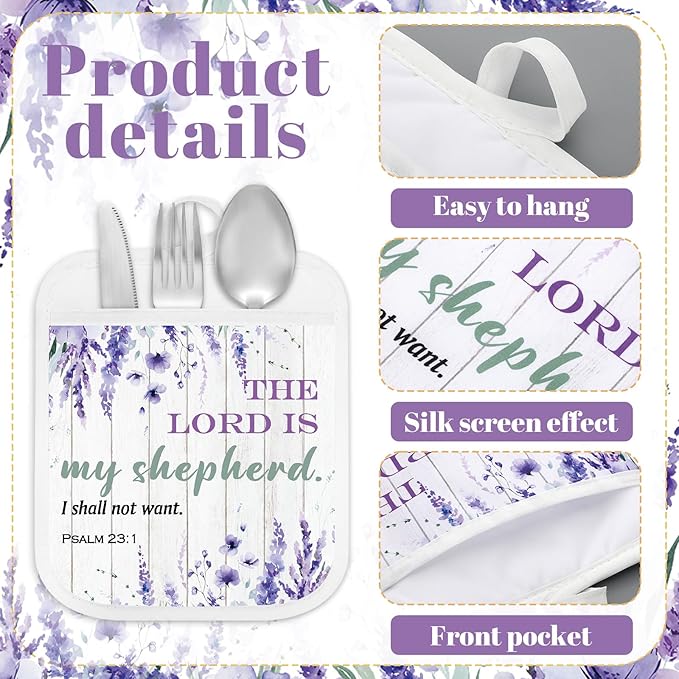 LemonRoad 12 Pcs Mother's Day Church Gifts Bulk Religious Christian Pot Holders with Pocket Mom Gifts Wildflowers Floral Gloves Pads Bible Verse Scripture Oven Mitts for Women Kitchen Baking Supplies