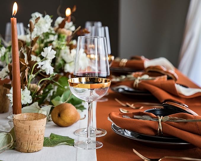 Solino Home Linen Placemats Set of 4 - Classic Hemstitch Cinnamon Placemats 14 x 19 Inch - 100% Pure Linen Table Mats for Mothers Day