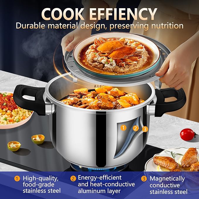 Pressure Cooker 304 Stainless Steel 12.86 quart pressure cooker, Induction Compatible, Gas Stovetop Compatible canners high pressure cooker olla de presión acero inoxidable pressure canner