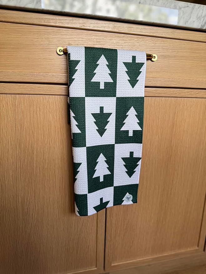 2 Pack || Double Sided|| Not Your Ordinary Kitchen Towels || Dish Towels || Quick Dry || Waffle Weave Microfiber || Designer Prints || Highly Absorbent || Hanging Hook (Forest Christmas)