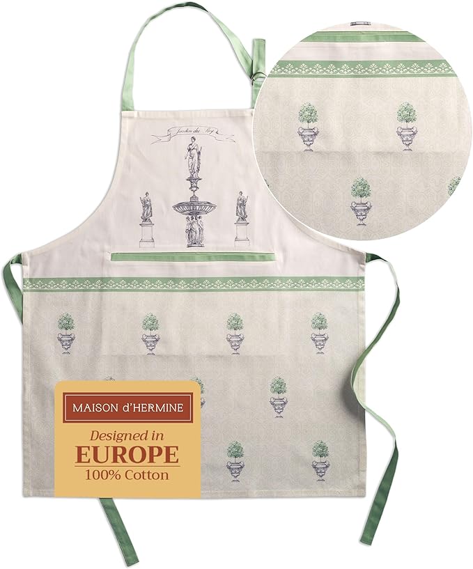 Maison d' Hermine 100% Cotton Apron for women with Pocket Kitchen Chef Apron for Men Cooking Mothers Day Gifts