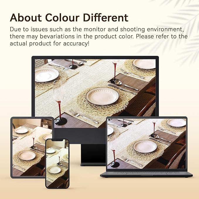 AHHFSMEI Paper Braided Round Placemats Set of 6 Natural Non-Slip Heat Resistant Table Mats for Dining Tables Woven Indoor & Outdoor Place mats(Beige)