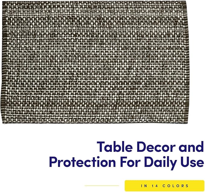 Sweet Home Collection 100% Cotton Placemats for Dining Room Rectangle Two Tone Woven Fabric 13" x 19" Soft Durable Table Mat Set, Set of 6, Chocolate