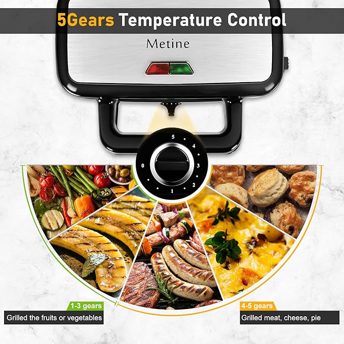 Waffle Iron with Removable Plates, 1200W All-Clad Waffle Maker for Pancake & Breakfast Sandwich, Nonstick Plates, 5-Gear Temperature Control, Cool Touch Handle, Easy to Clean for Family