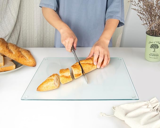 Kitchenville Glass Cutting Board 16"x12": Tempered Glass Kitchen Counter Protector - Durable- Scratch-Resistant, Heat-Proof - Clear Design