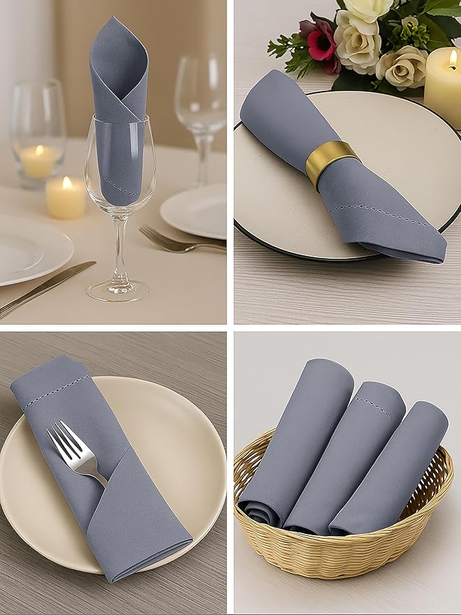 Cotton Cloth Napkins Set of 12, 18x18 Cotton Napkin Cloth Washable, Soft, Reusable Napkins for Wedding, Parties, Christmas, Thanksgiving, Everyday Use (Grey) - ALPHA Living HOME