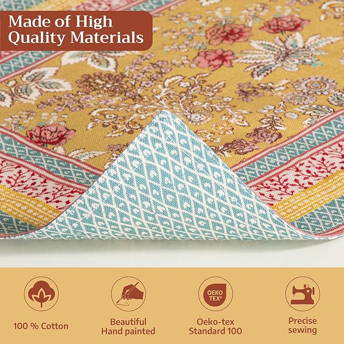 Maison d' Hermine Placemats Set of 4 100% Cotton Washable Cloth Place Mats Reusable Table Mats for Kitchen Dining Party Wedding Gifts for Mothers Day Spring/Summer (Marquise, 13" x 19")