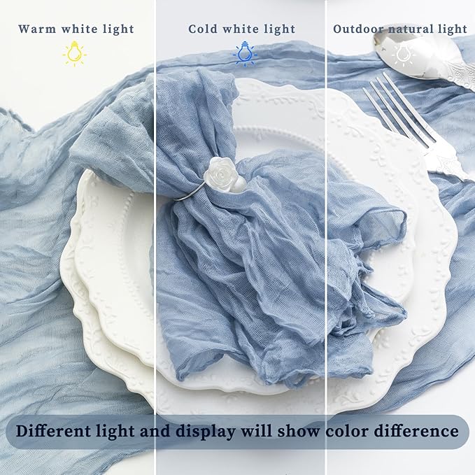 60 Pack Dusty Blue Cheesecloth Napkins Washable 21x21 Inches Dusty Blue Cloth Napkins Set of 60 Bridal Baby Shower Dinner Table Napkins for Wedding Rustic Boho Cotton Gauze Summer Party Table Decor