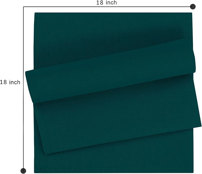 Ruvanti Linen Napkins Set of 12, 18x18 Cloth Napkins, Cotton Linen Blend Napkins Cloth Washable, Soft, Reusable Dinner Napkins for Wedding, Parties, Christmas, Thanksgiving, Everyday Use - Teal