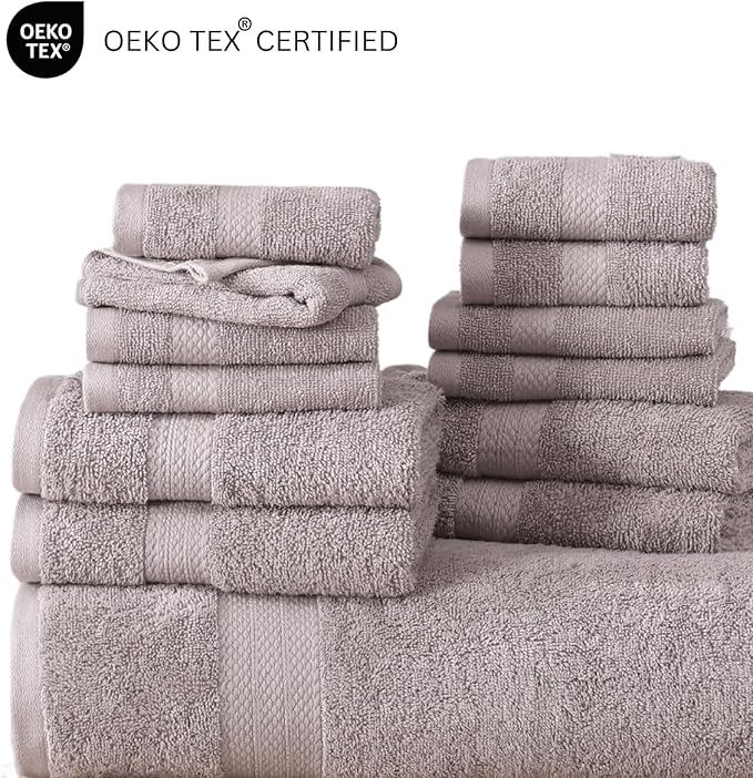 LANE LINEN 100% Ring Spun Cotton Bathroom Towel Set - 6 Piece - Soft, Quick Dry & Highly Absorbent - 2 Bath, 2 Wash cloths, 2 Hand Towels - Ideal for Guests & Perfect for Bathroom decor - Platinum
