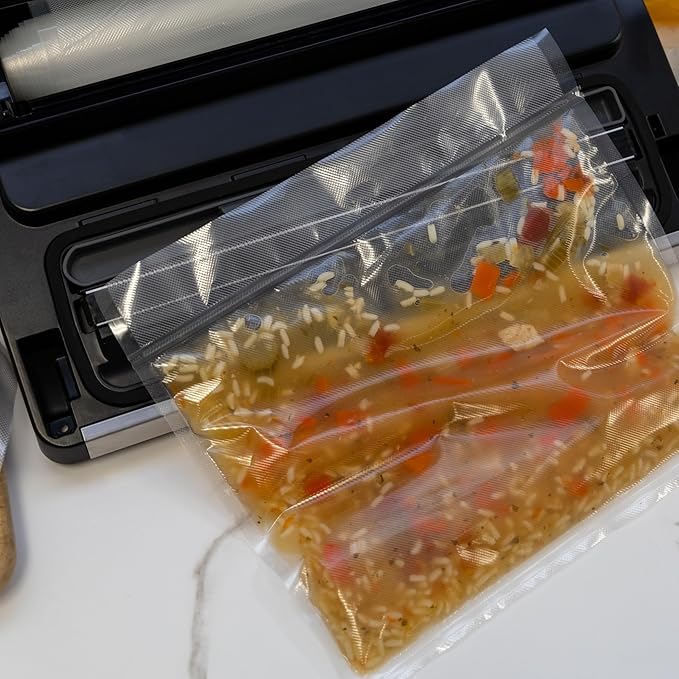 Nesco Premium Vacuum Sealer Kit featuring LiquidLock™, Includes large variety of Bags and Rolls VS-22LB, Built-in Canister Sealing Function