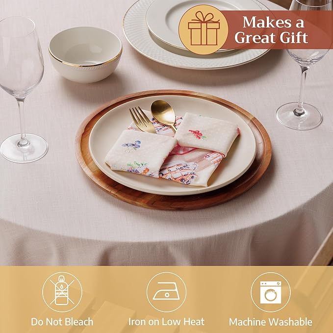 Maison d' Hermine Cloth Napkins Set of 4 100% Cotton Everyday Reusable Square Napkins Cloth Washable Dinner Wedding Restaurant Gifts for Mothers Day Spring/Summer (Icing on the Cake, 18" x 18")