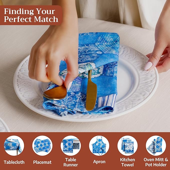 Maison d' Hermine Cloth Napkins Set of 4 100% Cotton Everyday Reusable Square Napkins Cloth Washable Dinner Party Wedding Restaurant Gifts for Mothers Day Spring/Summer (Summer Blues, 20" x 20")