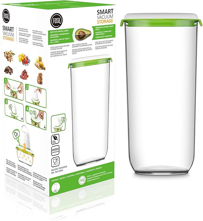 FOSA 1 x 2850ml Large Food Containers with Click-Button Vacuum Seal, Compatible Vacuum Food Storage System